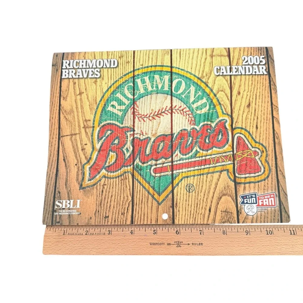 Vintage 2005 Richmond Braves Wall Calendar One Size Brown Minor League‎ Baseball